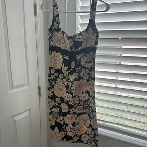 Maggy London Black and Cream Floral Dress